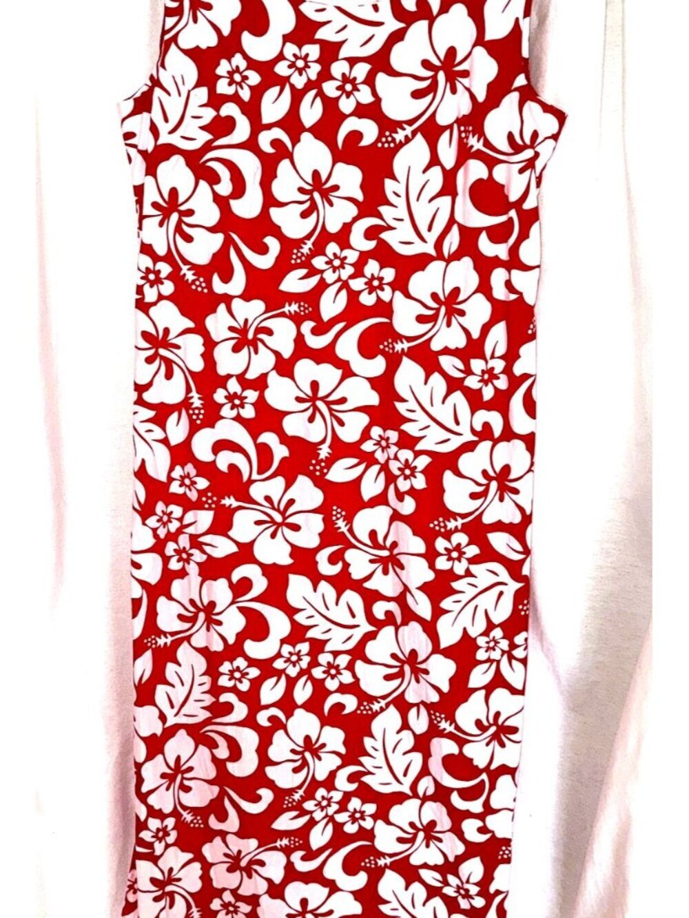Red & Pink Hawaii Hangover Tank Dress Maxi 100% Cotton, Size L